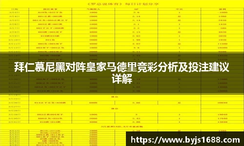 拜仁慕尼黑对阵皇家马德里竞彩分析及投注建议详解